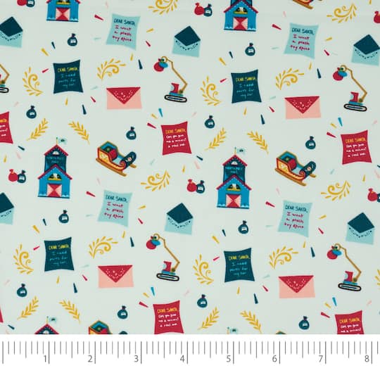 SINGER Christmas Houses Letters Print Cotton Fabric
